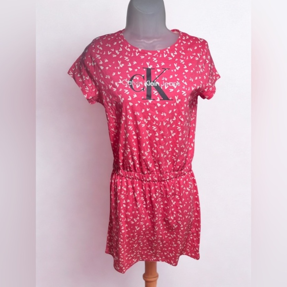 Women’s Calvin Klein Pink Short Sleeve Cinched Waist Dress Honeysuckle XL 16 NWT